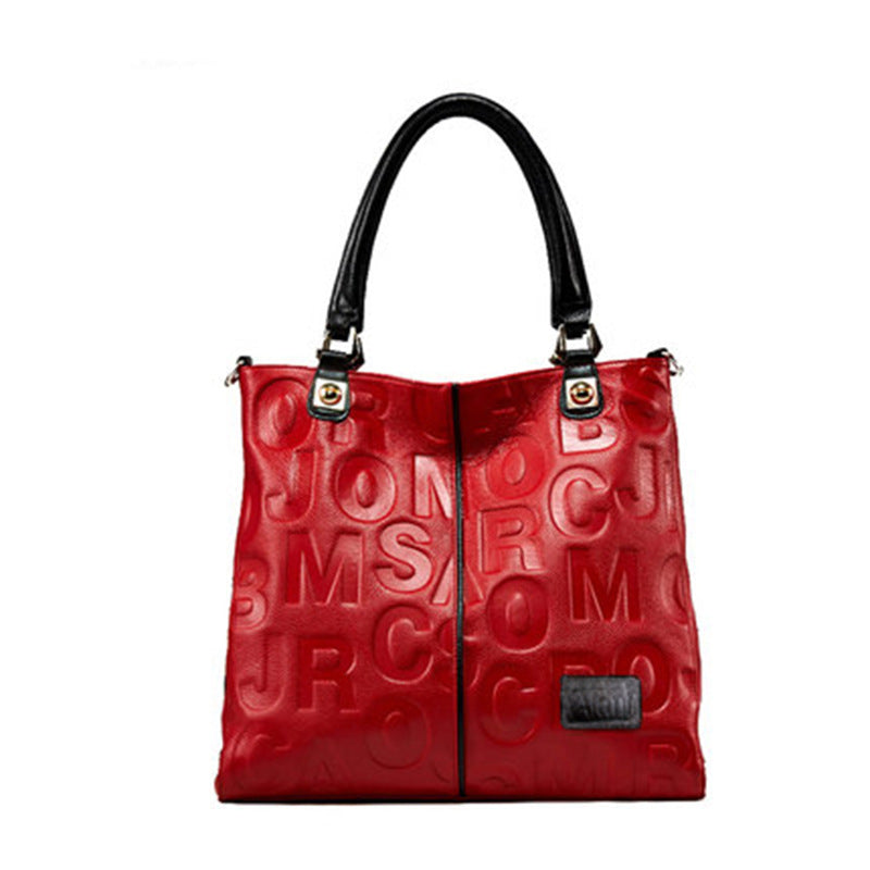 Women's Simple Leather Text Genuine Letter Direct Shoulder Bags