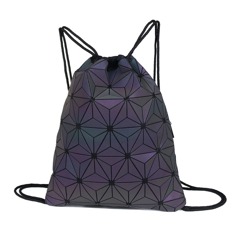 Rhombus Luminous Colorful Drawstring Male Female Bags