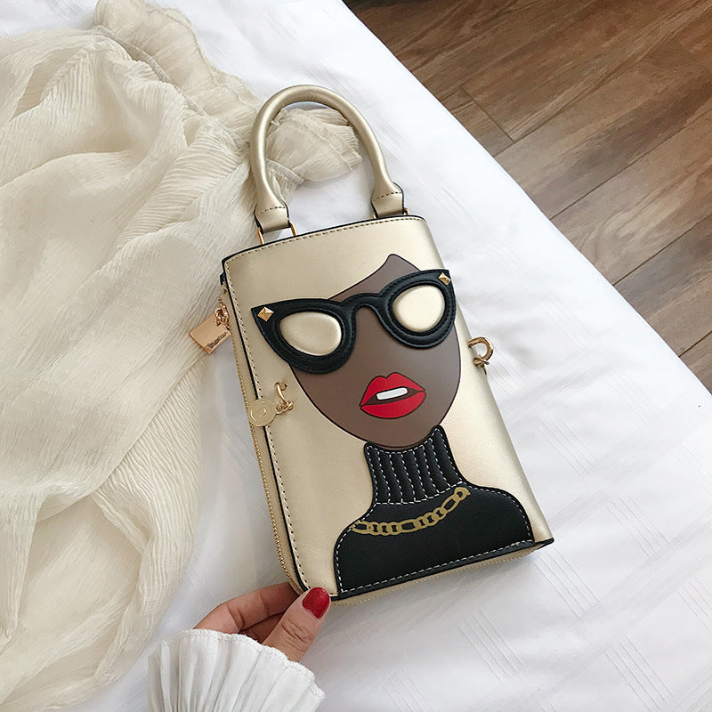 Korean Style Fashion Cartoon Beauty Head Trendy Unique Mobile Bags