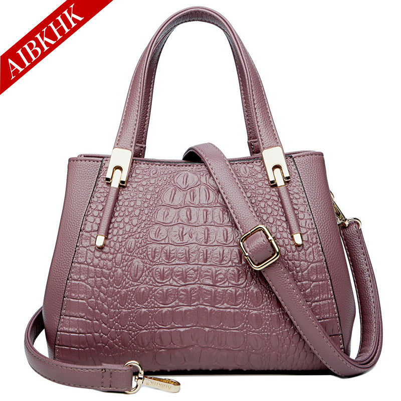 Women's Soft Leather Crocodile Pattern Mother Handbags