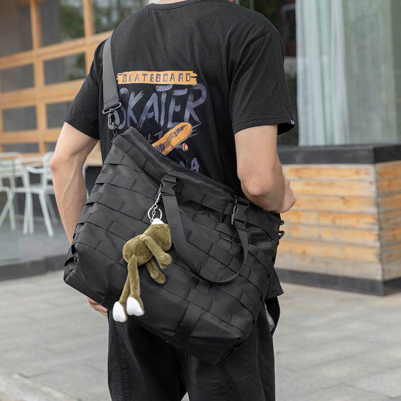 Simple Mechanical Style Unisex Nylon Cloth Men's Messenger Bag