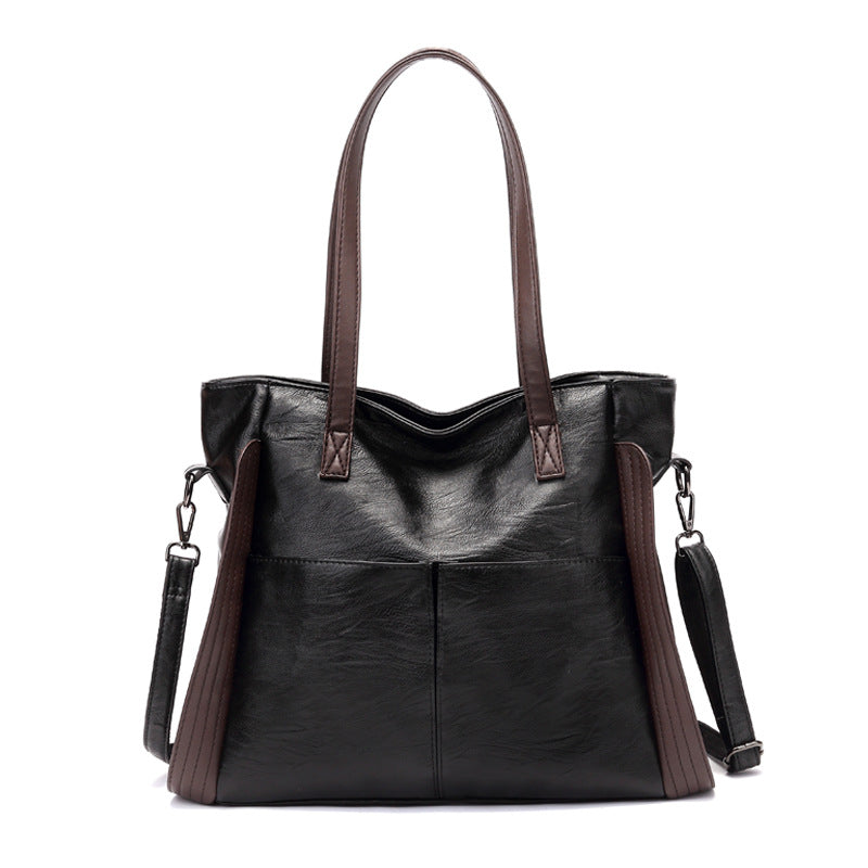 Women's Large Capacity Soft Leather Fashion Mom Commuter Women's Shoulder Bag