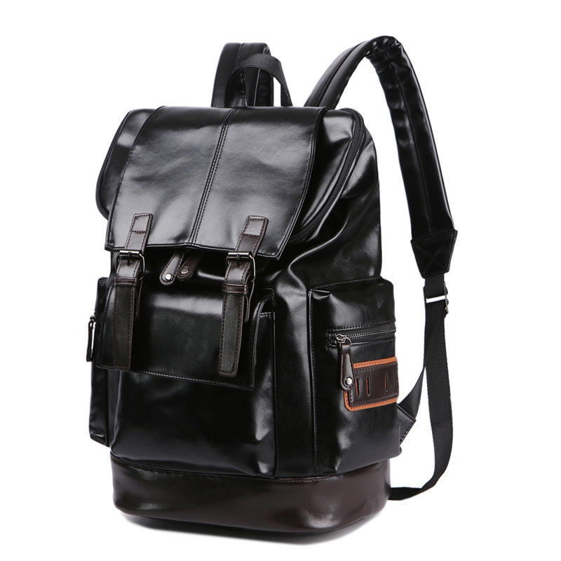 Men's Korean Style Leather Big Fashion Trend Leisure Backpack