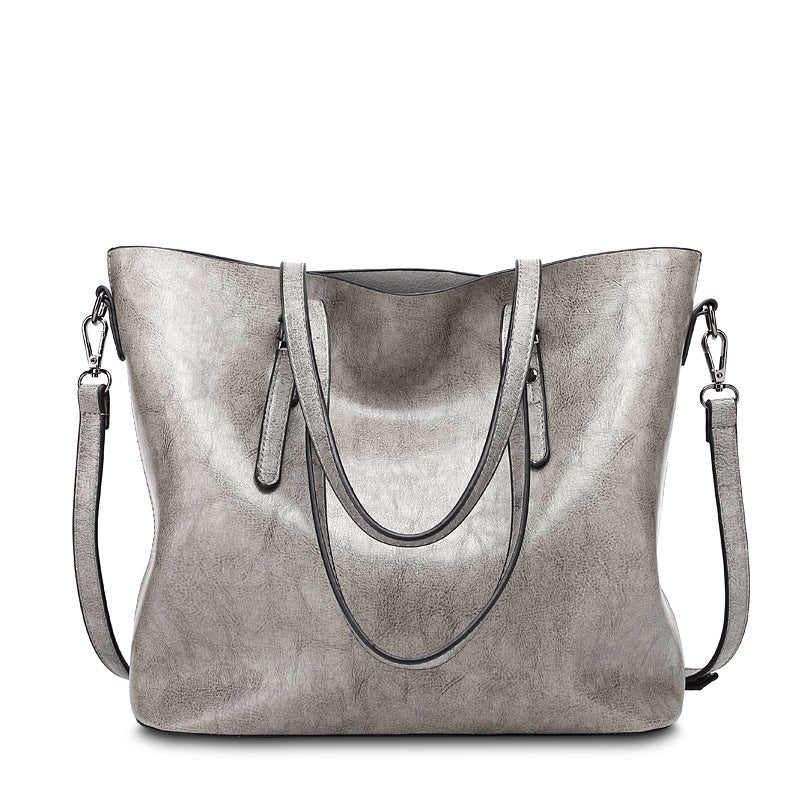 Retro Style Oil Wax Leather Paint Simple Portable Women's Handbag