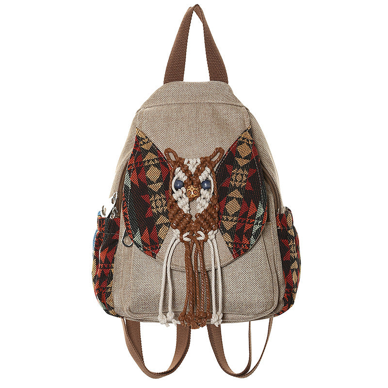 Women's Ethnic Style Canvas Tassel Artistic Women's Backpack