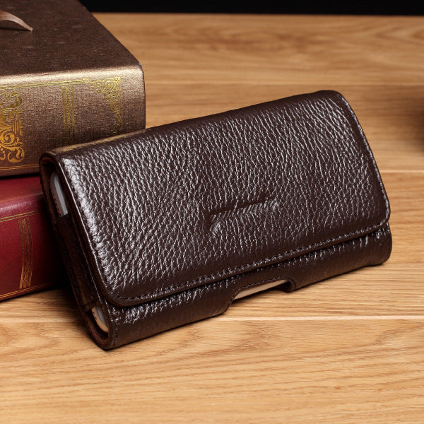 Fashion Versatile Men's Leather Horizontal Leisure Mobile Phone Bag