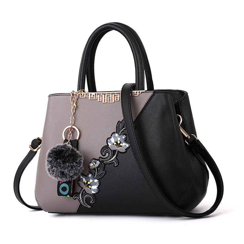 Contrast Color Embroidered Texture Mother Fashion Large Women's Handbag