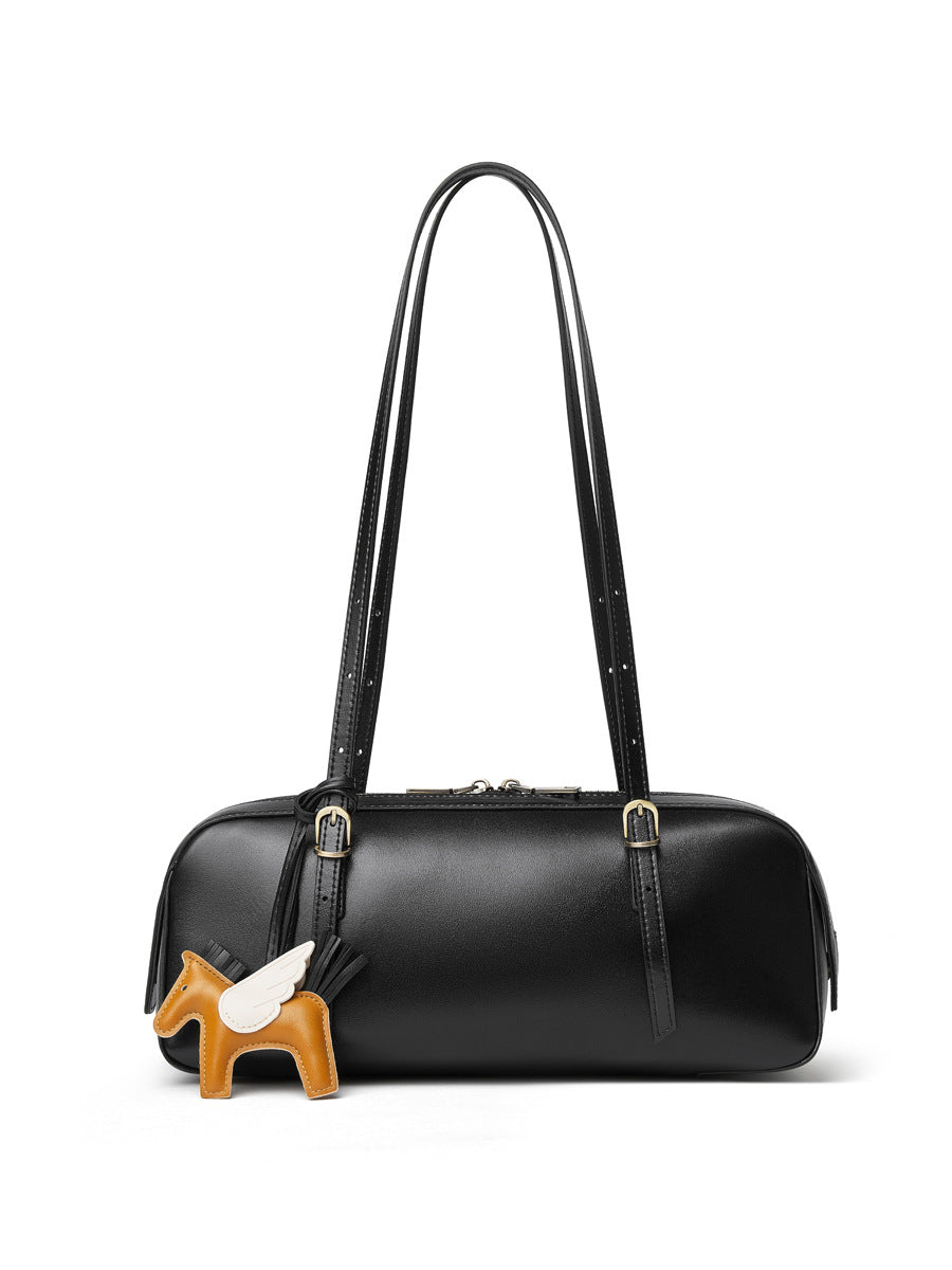 Women's Portable Versatile Retro Bowling Niche Sausage Genuine Bags