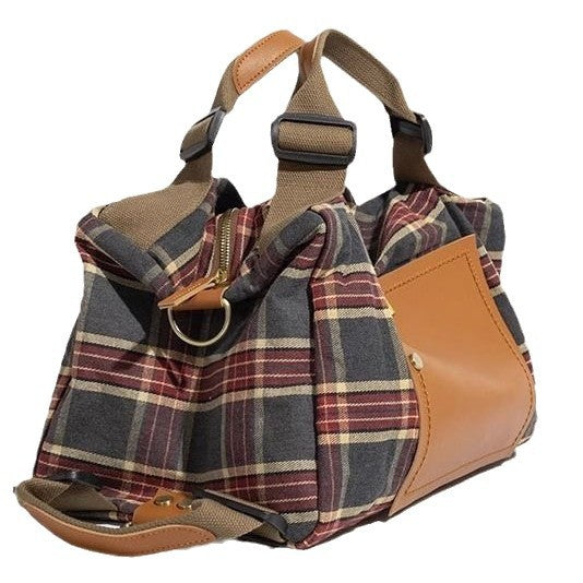 Women's Large Capacity Red Check Pattern Personality College Leisure Backpack