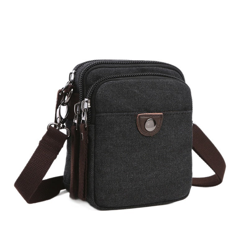 Men's Canvas Vertical Wrist Hanging Mobile Multifunctional Bags