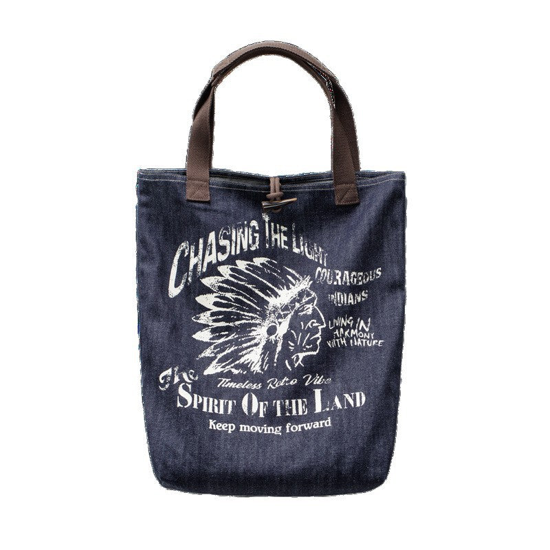 Men's American Retro Denim Large Capacity Totes Commuter Men's Messenger Bag