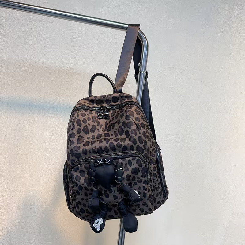 Women's Leopard Print Nylon Cute Doll Commuter Women's Backpack