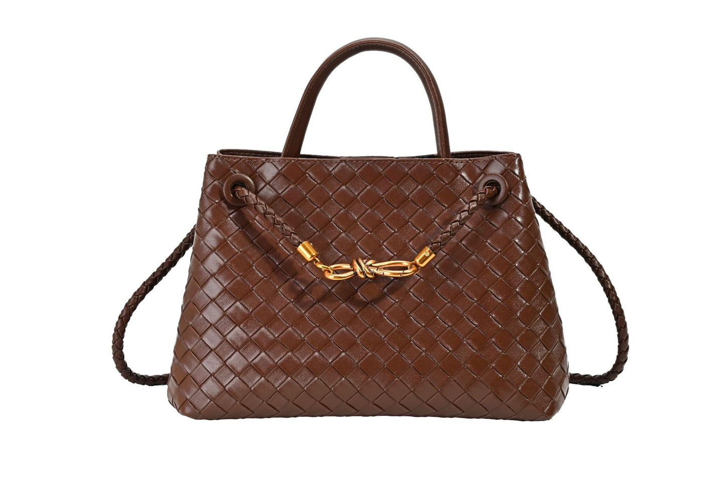 Women's Niche High Sense Metal Cord Fastener Woven Women's Handbag