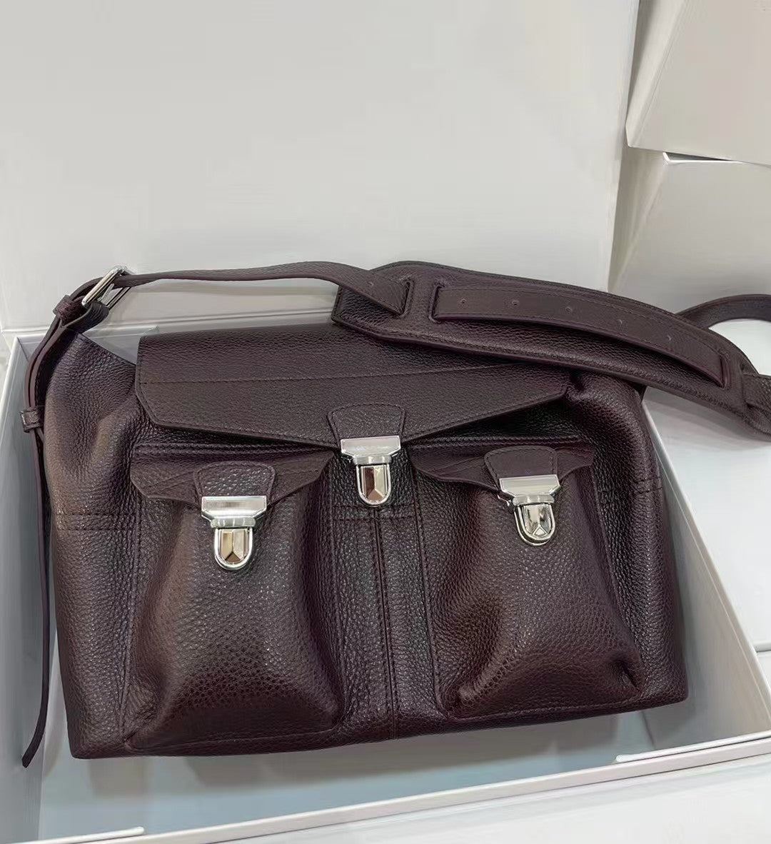 Tanned Leather Motorcycle Large Capacity Vintage Bags