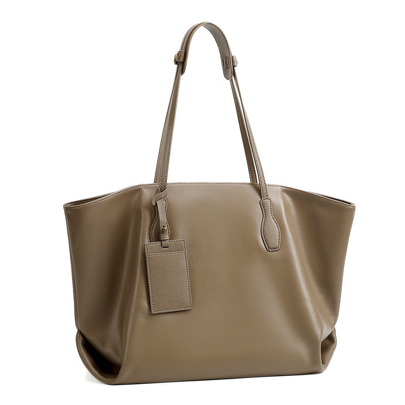Women's Tanned Leather Niche Large Capacity Totes Shoulder Bags