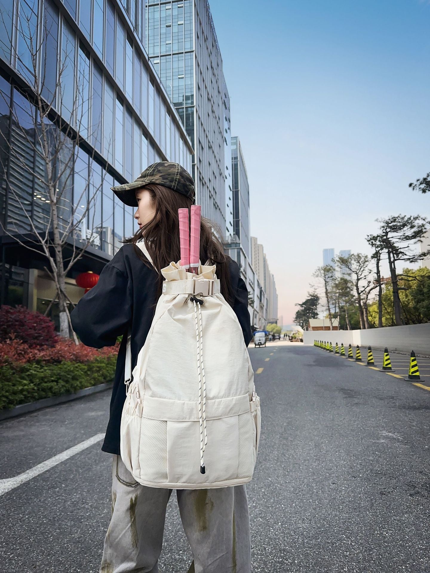 Simple Drawstring Large Capacity Fitness Badminton Leisure Backpack