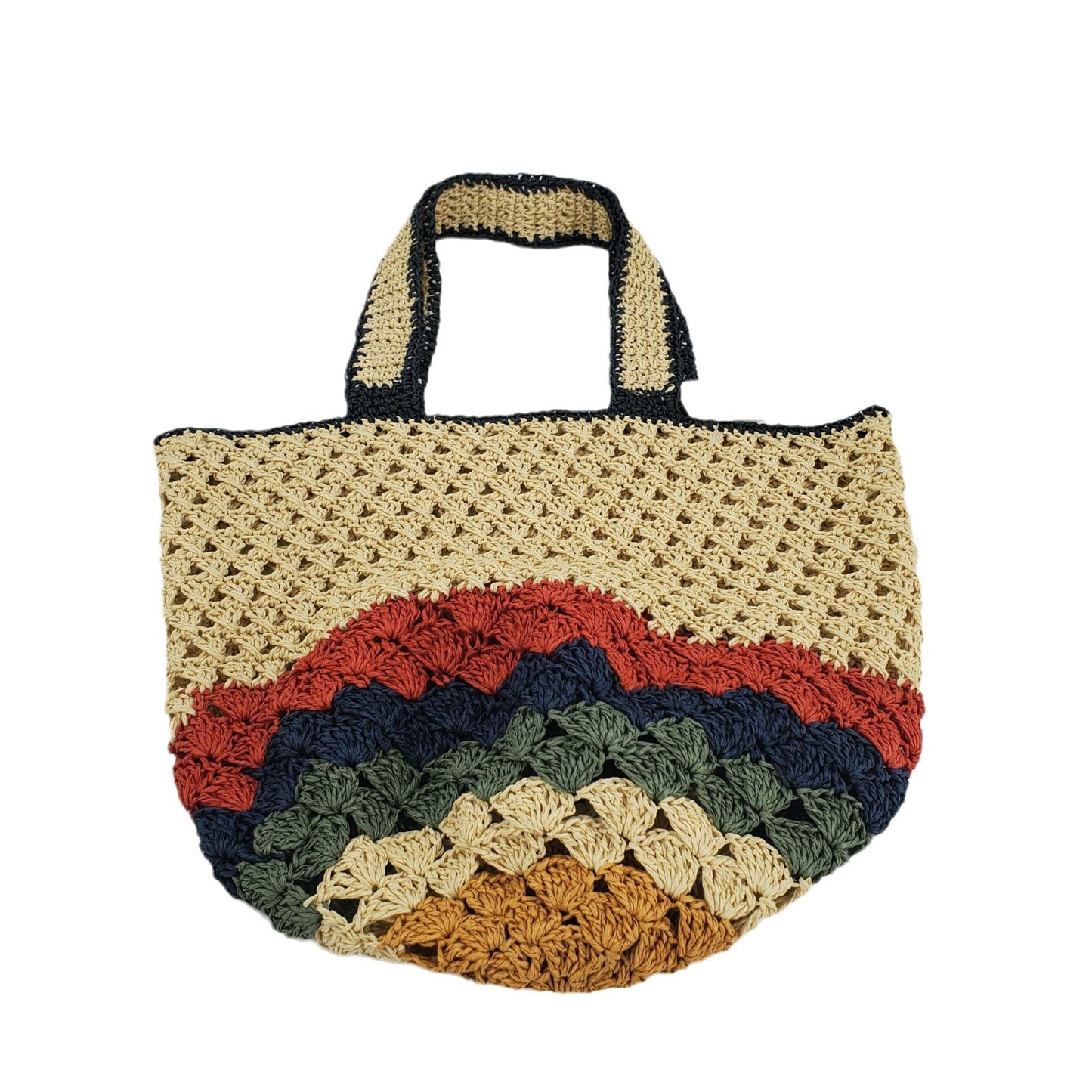 Women's Straw Woven One Shopping Color Striped Large Capacity Women's Shoulder Bag