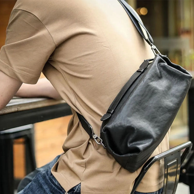 Men's Commuter Layer Leather Tip Large Capacity Leisure Backpack