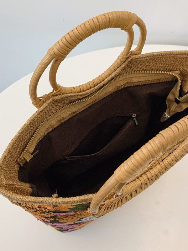 Women's Sequined Straw High-grade Niche Embroidered Large Capacity Bags