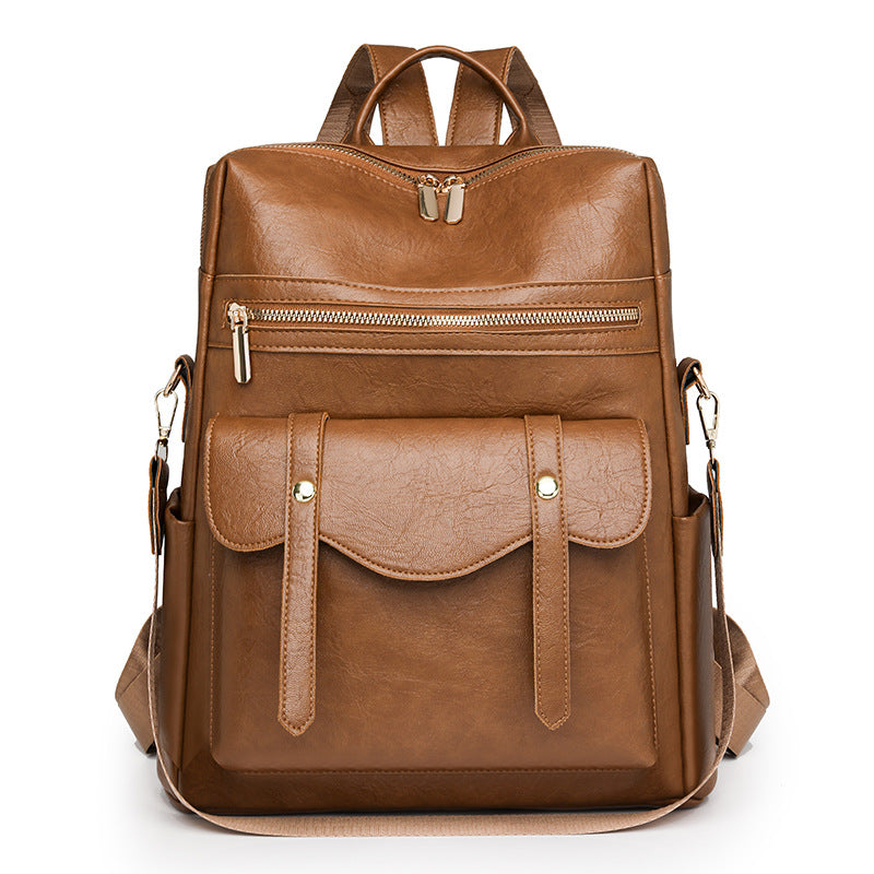 Women's Soft Leather Retro British Fashionable Women's Backpack