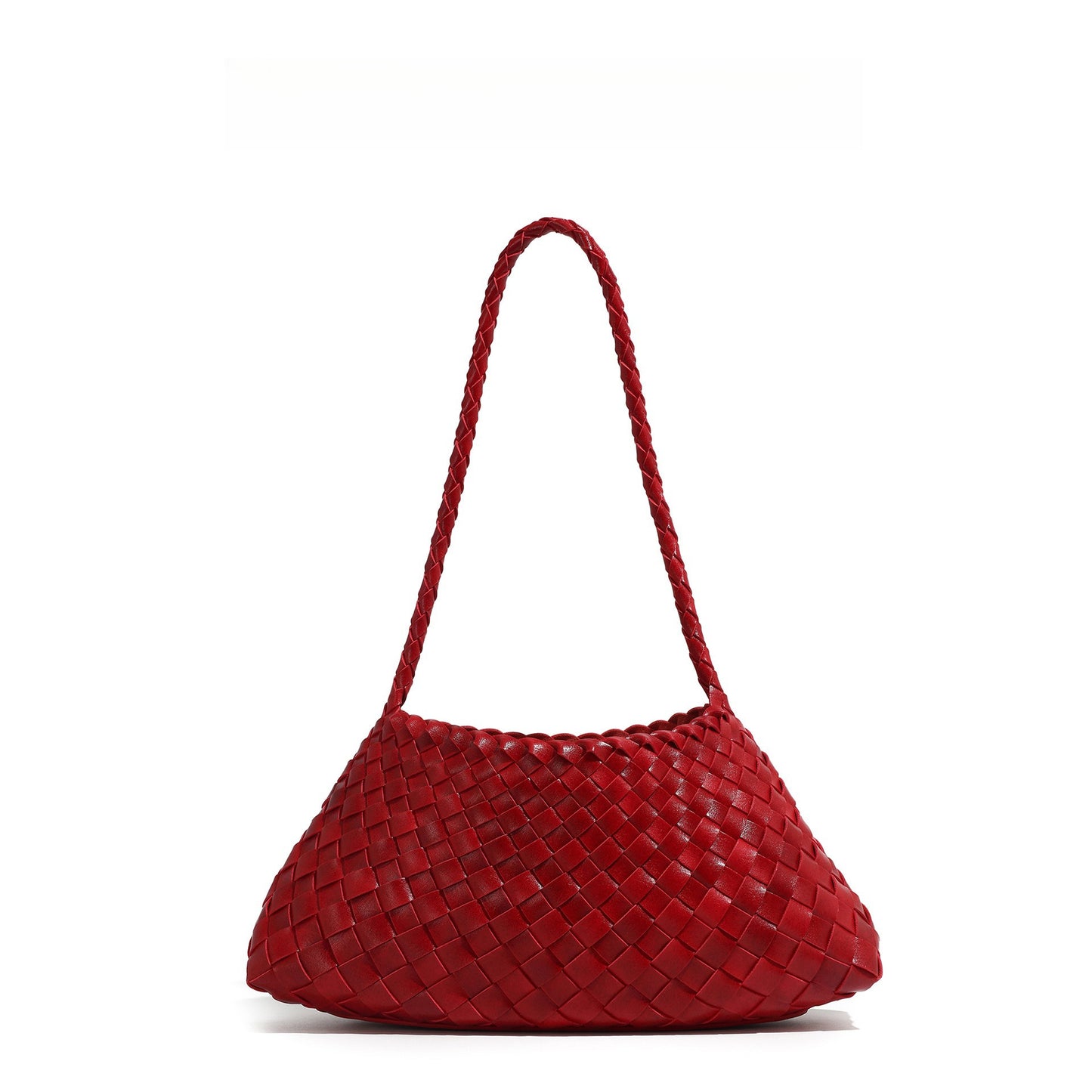 Women's Sense Authentic Leather Weave Underarm Versatile Vegetable Basket Women's Shoulder Bag
