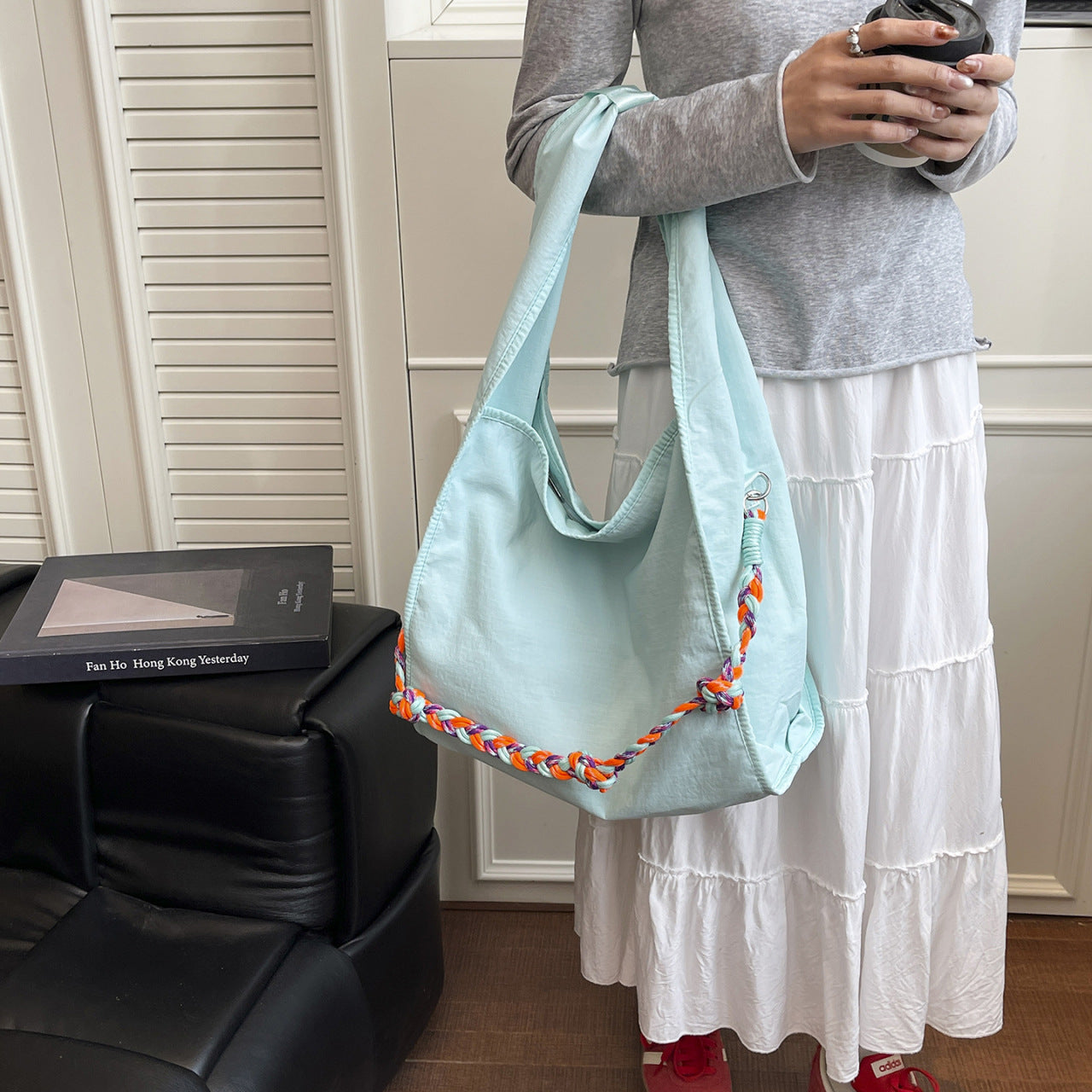 Women's & Men's Korean Large Capacity Colorful Ropes Cloth Tote Bag