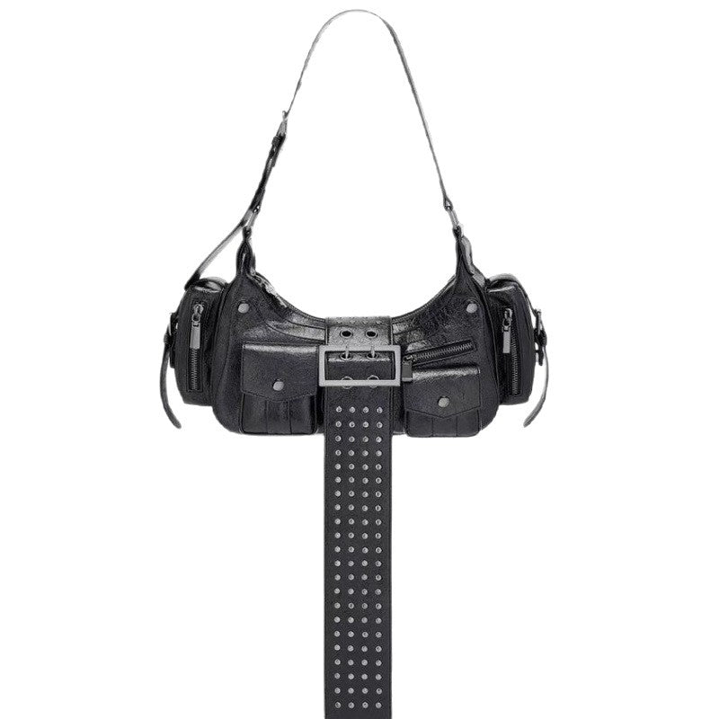 Women's Rebel Black Portable Without Pendant Motorcycle Women's Handbag