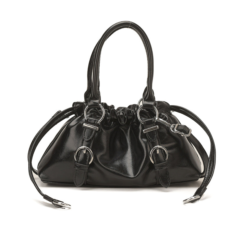 Women's Korean Style Soft Leather Pleated Portable Cloud Fashionable Texture Women's Shoulder Bag