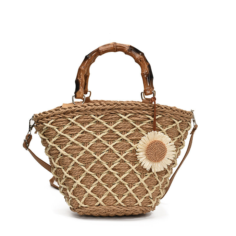 Women's Large Capacity Straw Woven Seaside Vacation Women's Shoulder Bag