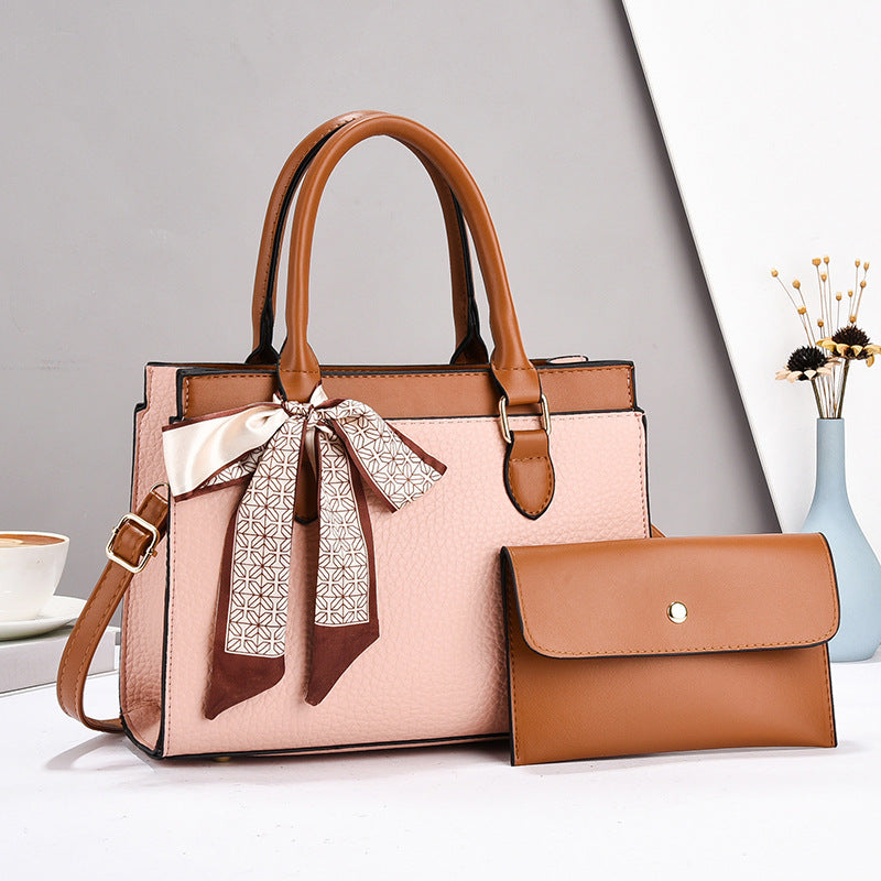 Women's Litchi Pattern Mother Two-piece Set Large Women's Handbag