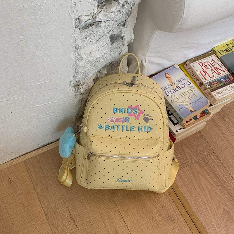 Women's Korean Style Dopamine Mint Green Wave Point Large Capacity College Women's Backpack