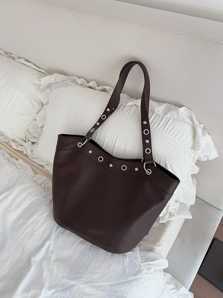 Women's Commuter Large Capacity Punk Motorcycle Rivet Retro Bags