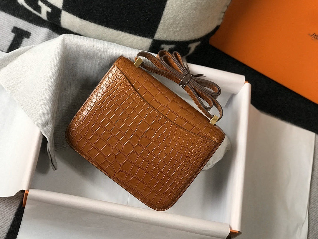 Home First Layer Cowhide Imitation Crocodile Women's Messenger Bag