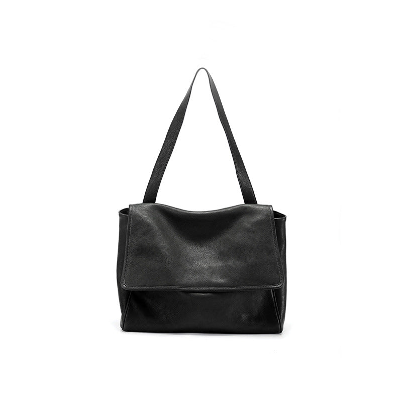Women's Tanned Leather Cowhide Flip Large Capacity Bags