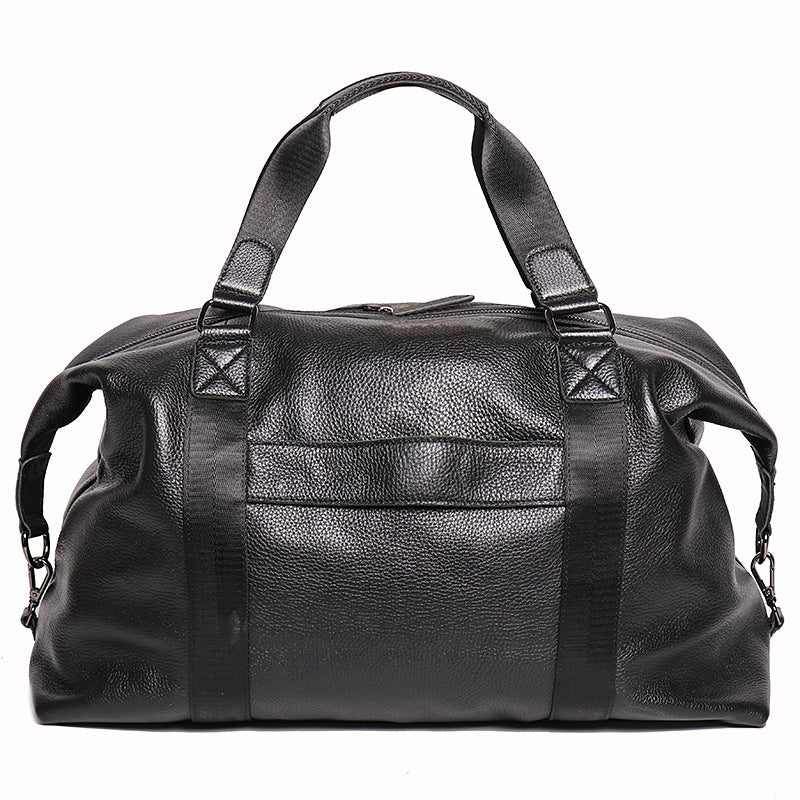 Men's Leather Portable Short Business Trip Cowhide Large Capacity Men's Messenger Bag