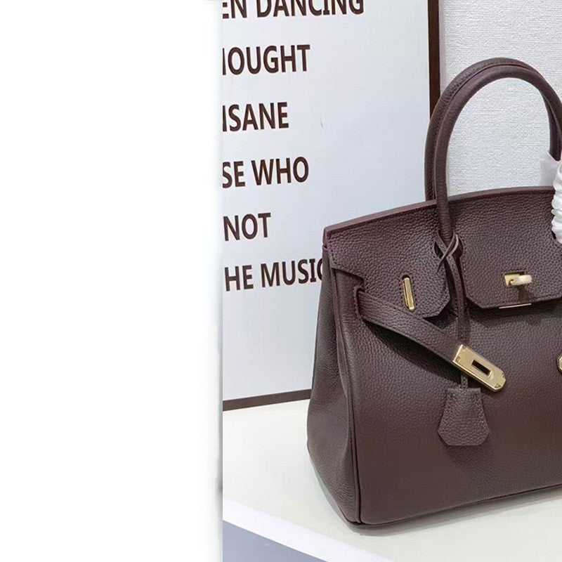 Women's First Layer Cowhide Texture Fashionable Korean Style Genuine Bags
