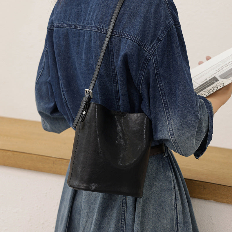 Slouchy Women's Fashion Simple Versatile Cowhide Shoulder Bags