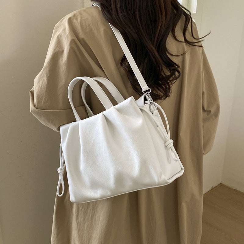 Women's Design Pleated Large Capacity Magnetic Korean Tote Bag