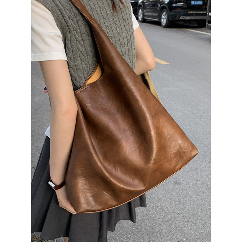 Women's High-grade Commuter Solid Color Simple Large Tote Bags