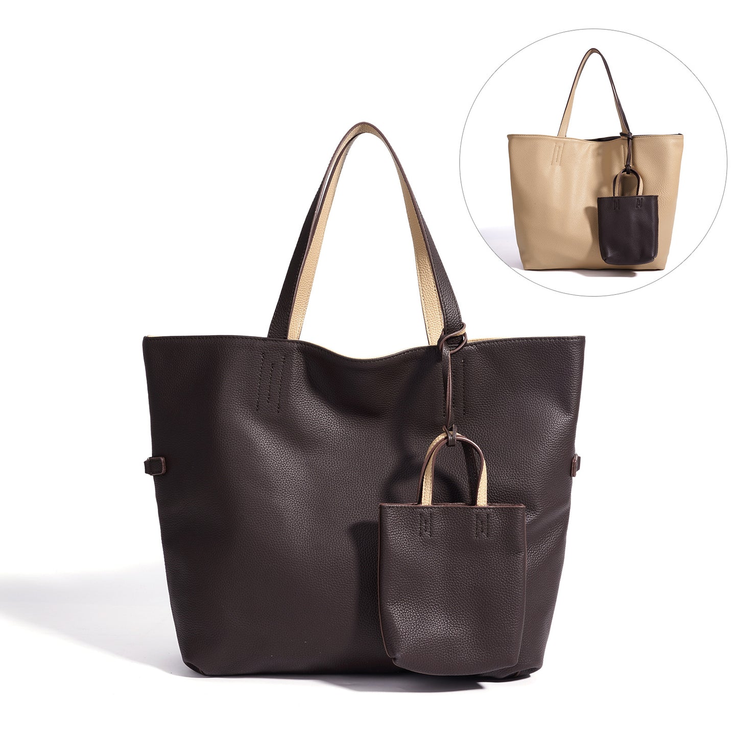 Leather Double-sided Cattlehide Surface Simple Large Bags