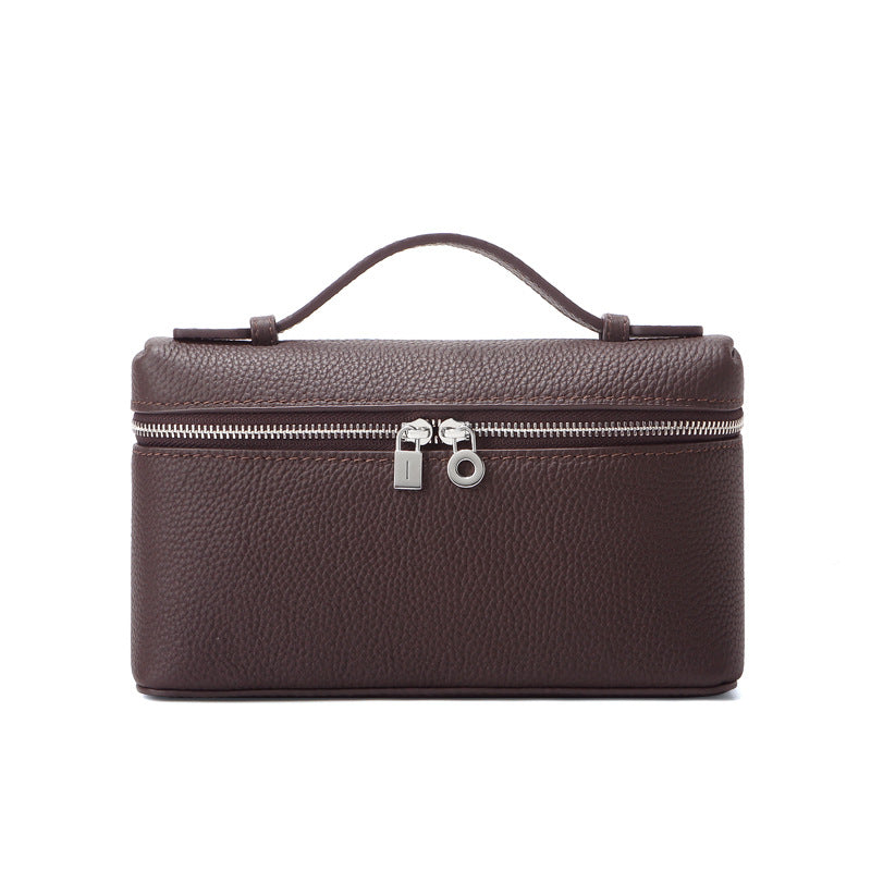 Women's Layer Cowhide Lunch Box Genuine Leather White Women's Shoulder Bag