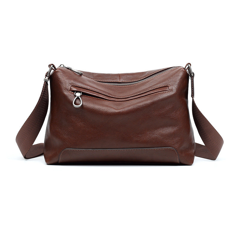 Men's Fashion Horizontal First Layer Cowhide Simple Large Men's Messenger Bag