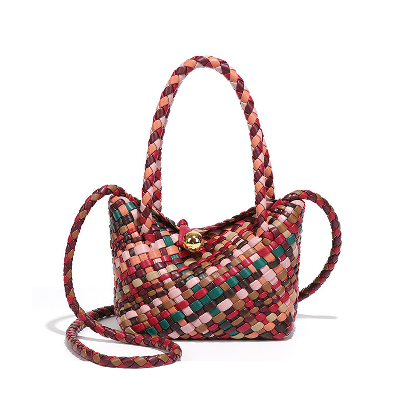 Matching Woven Vegetable Basket Hand-woven French Laziness Large Women's Messenger Bag