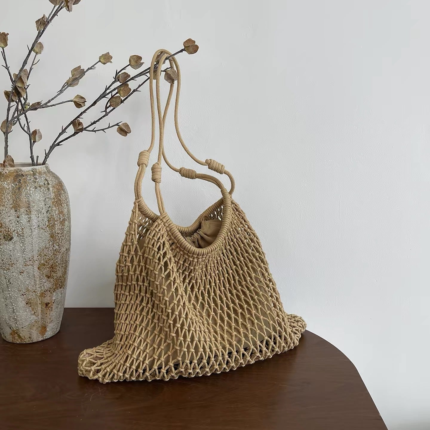 Women's Niche Lazy Large Capacity Handmade Vacation Weaving Style Tote Bag