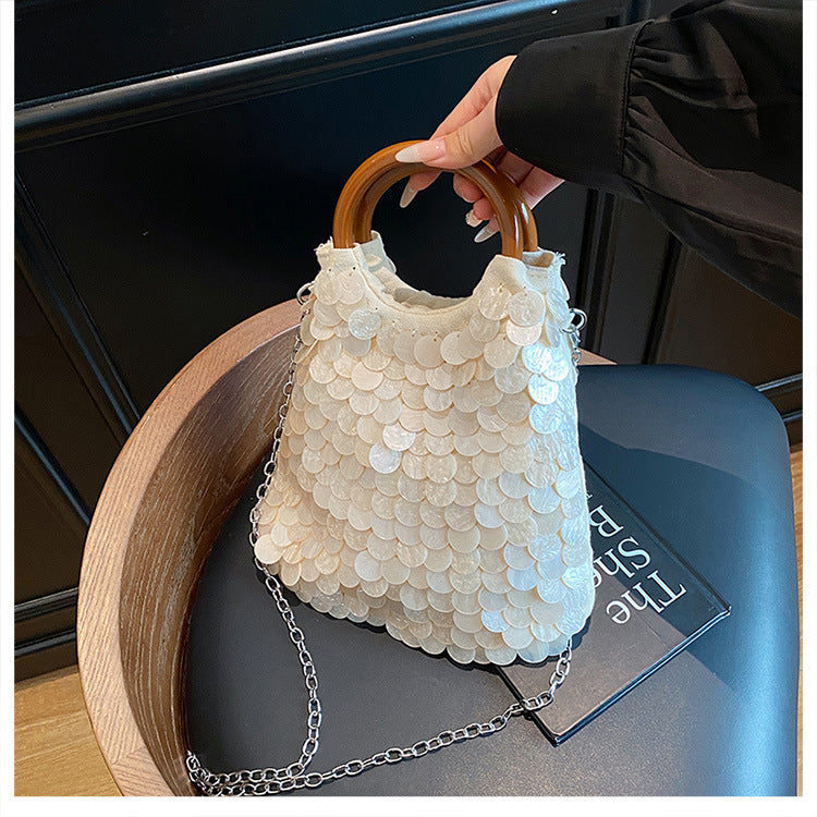 Fairy Handmade Shell Wooden Seaside Vacation Women's Handbag