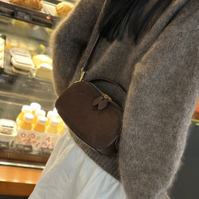Women's Frosted Fluff Cowhide Lady's Elegant Commuter Fashion Women's Shoulder Bag