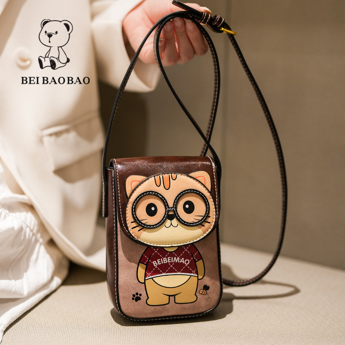 Durable Source Cartoon Cute Leisure Sling Mobile Phone Bag