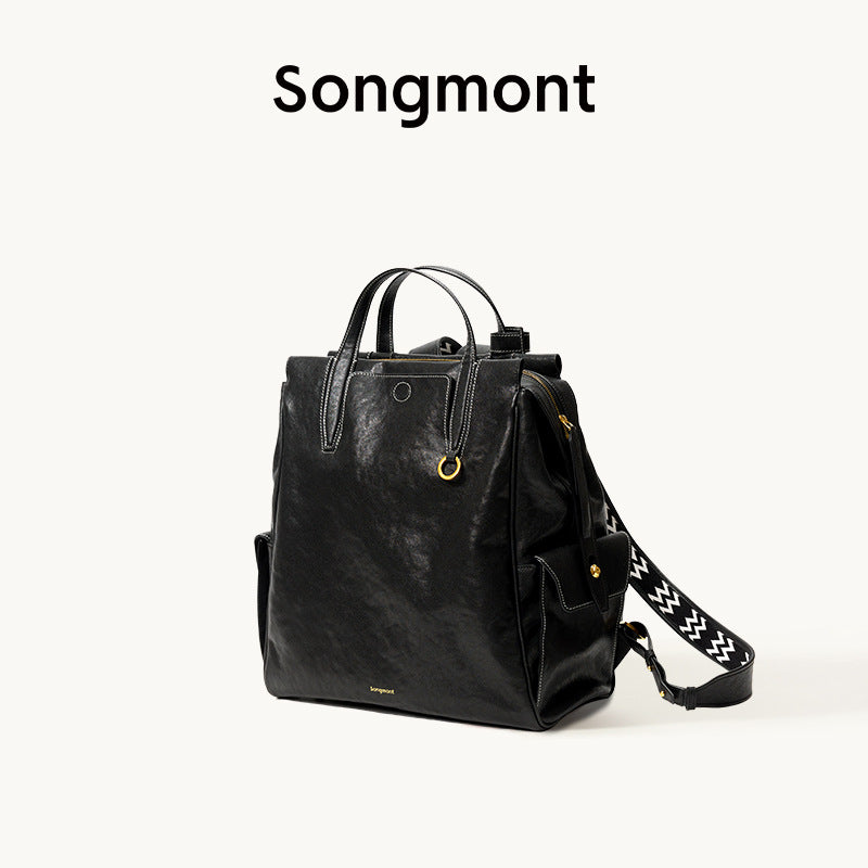Without Gender Computer Retro Genuine Leather Large Capacity Women's Backpack