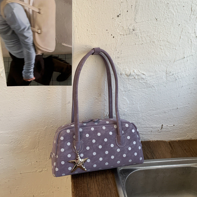 Fashionable Korean Style Bowling Polka Dot Fresh Sweet Commuting Underarm Bag