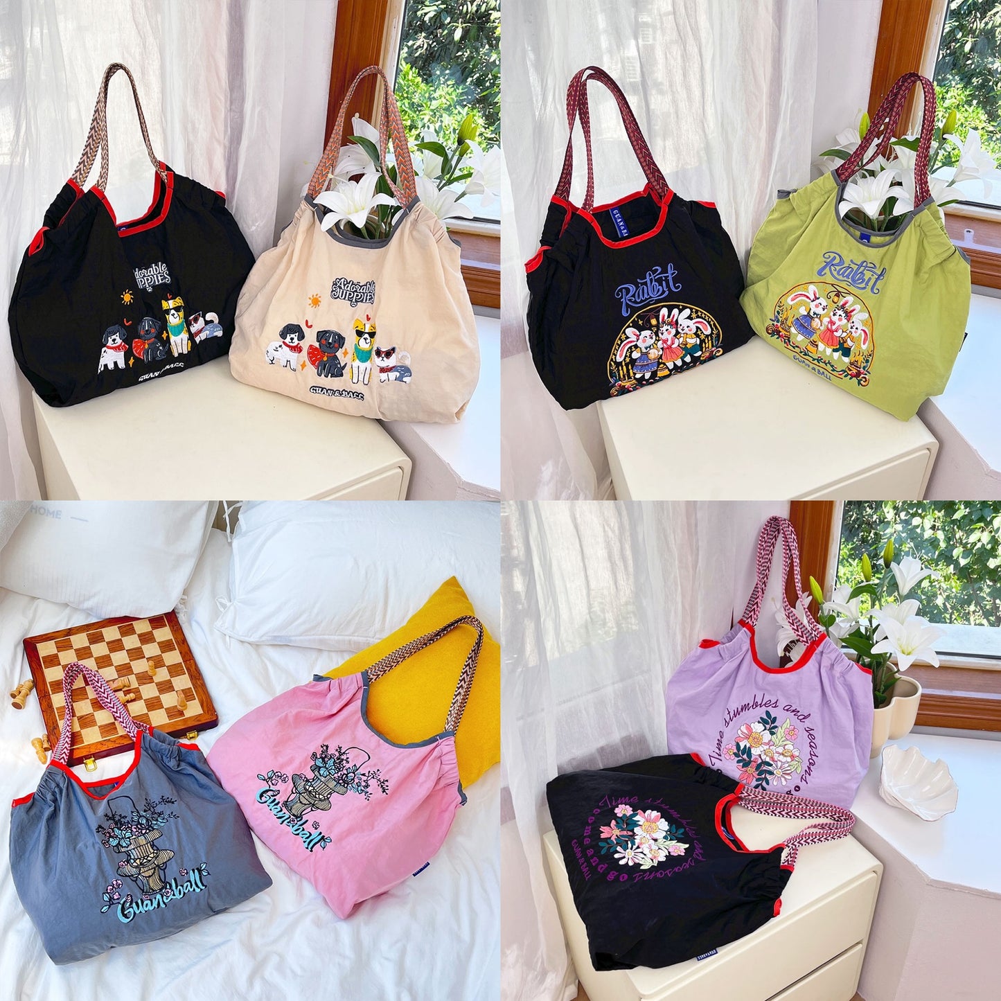 Style Embroidery Shopping Large Capacity Commuter Women's Shoulder Bag